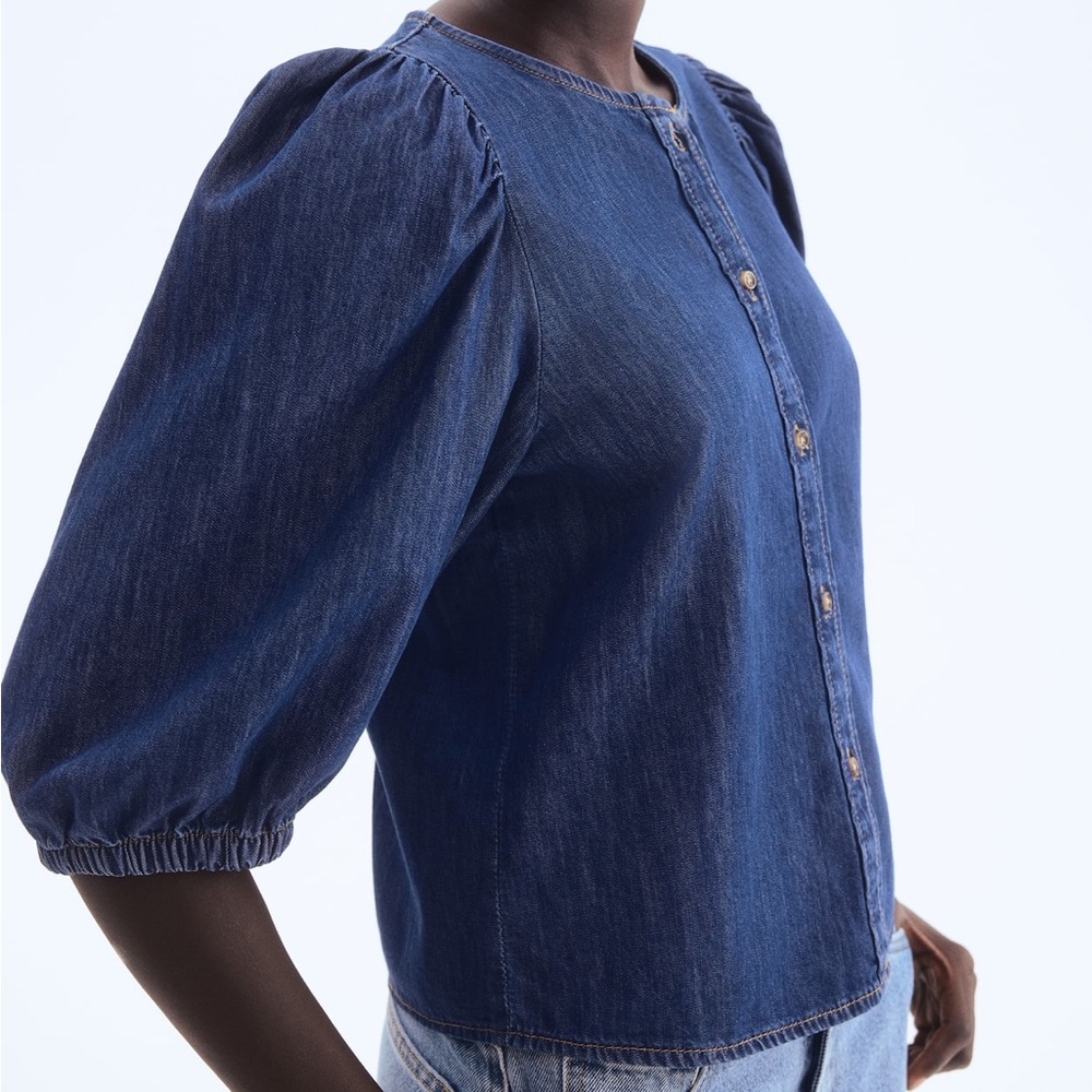 NWT H&M Denim Puff Sleeve Shirt